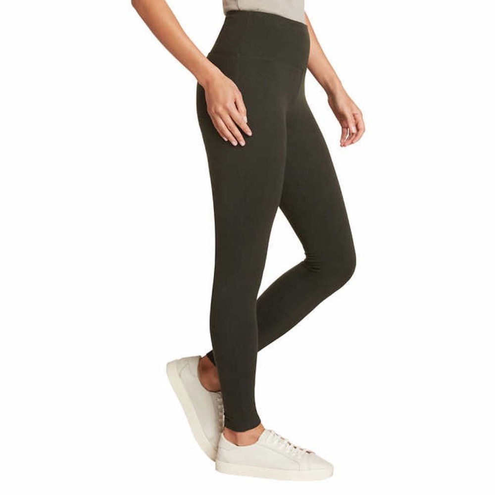 Max & Mia Ladies’ High Waist French Terry Legging Dark Olive NWT - Picture 3 of 8